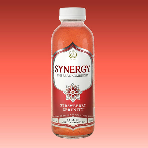 16 oz Immune SYNERGY The Real Kombucha - Strawberry Serenity - fl Bottle - Raw Probiotic Drink for Gut Health