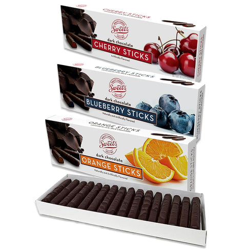 Sweet Candy Company Dark Chocolate Fruit Flavored Sticks - Gourmet Chocolate Covered