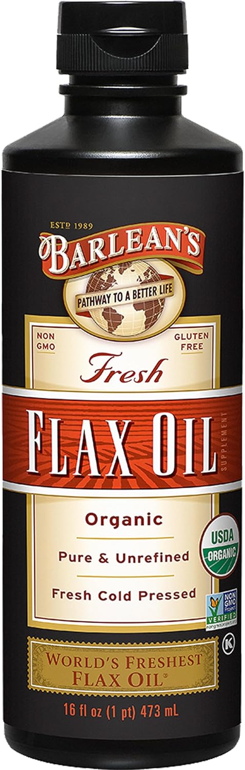 Barlean's Organic Flaxseed Oil Liquid from Fresh Cold Pressed Flax Seeds, 7,640mg