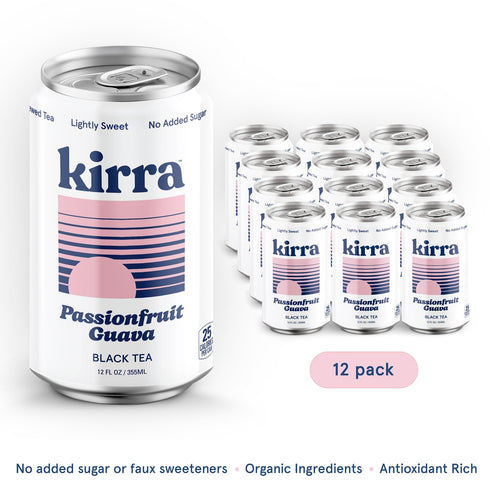 12 Pack Kirra Organic Iced Tea - Passion Fruit Guava Black Tea - Lightly Sweetened with Organic Juice - No Added Sugar