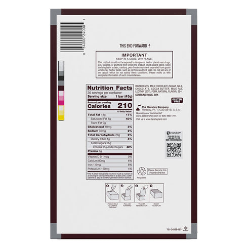 1.55 oz (36 Count) HERSHEY'S Milk Chocolate Candy Bars