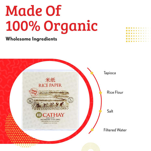 Cathay Fresh Spring Roll Rice Paper Wrappers, 30 Sheets Each, Non-GMO, Low Carb, Veggie Wrap