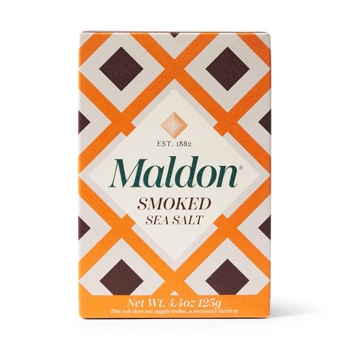 Maldon Smoked Sea Salt Flakes, 4.4 oz (125 g), Handcrafted Gourmet Pyramid Crystals, Kosher, Natural, Gently Smoked