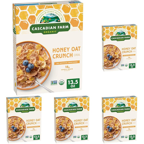 Cascadian Farm Honey Oat Crunch Organic Cereal, Made with Whole Grain, 13.5