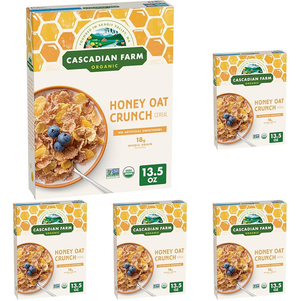 Cascadian Farm Honey Oat Crunch Organic Cereal, Made with Whole Grain, 13.5