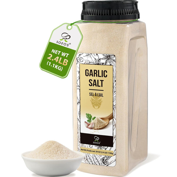 Soeos Garlic Salt 38.8 Ounce(1.1 kg), Bulk Garlic Salt Seasoning, Non GMO,