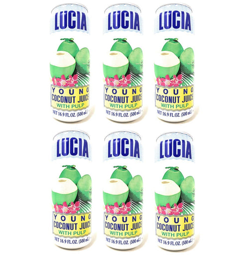 Lucia Young Coconut Juice with Pulp (6 Pack, Total of 101.4fl.oz)