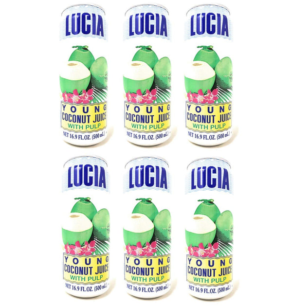 Lucia Young Coconut Juice with Pulp (6 Pack, Total of 101.4fl.oz)