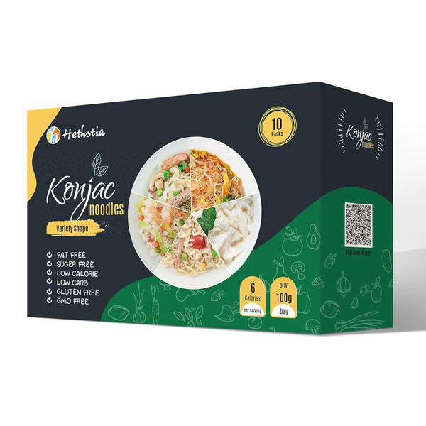 Hethstia Konjac Noodle Variety Pack (Spaghetti, Fettuccine, Rice, Pho, Angel Hair), Pre-Cooked