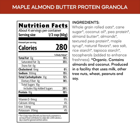 10 oz (Pack 4), Nature's Path Organic Maple Almond Butter Protein Granola, of Non-GMO