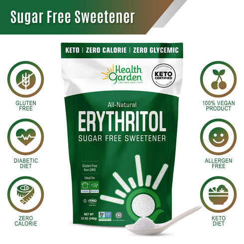 (4.75 lbs) Health Garden Erythritol Sweetener - Non GMO - Gluten Free - Sugar Substitute - Keto Friendly - Tastes Like