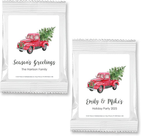 Best Day Ever Spot Red Pickup Truck Christmas Hot Chocolate, Hot Chocolate Bar, Personalized Cocoa Favors,