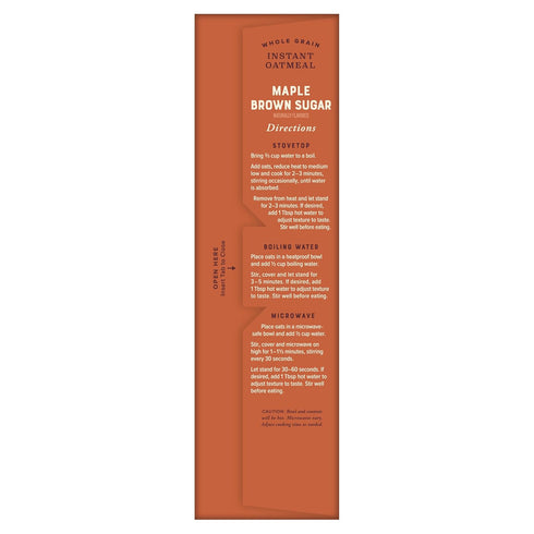 6 Packets Bob's Red Mill Instant Oatmeal, Maple Brown Sugar, Total, Non-GMO, Gluten Free, Whole Grain