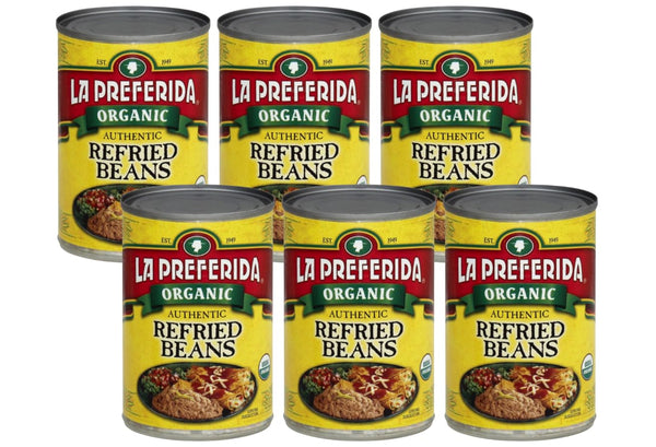 La Preferida Organic Refried Beans, 15 oz (Pack - 6)
