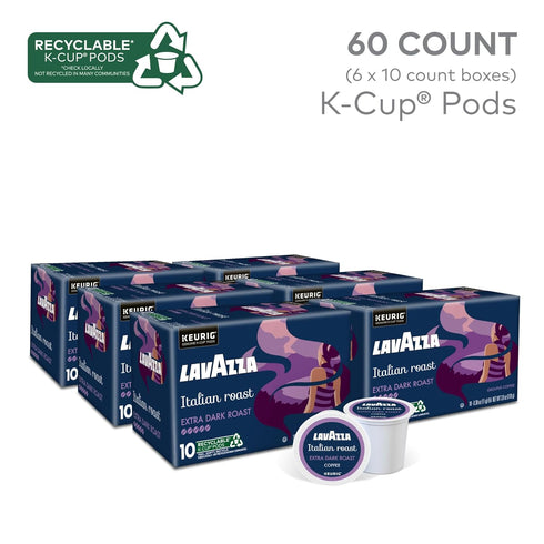 60ct (6 Packs 10) Lavazza Italian Roast, Keurig Single Serve K-Cup Pods