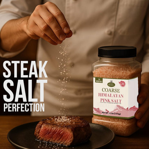 2.5 lb Good Tierra Himalayan Pink Salt in Jar - Coarse, - Ideal for Bath Salt, Table Salt Grinders, and Spice Jars