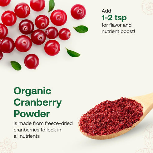 4oz Quay Naturals Organic Cranberry Juice Powder, | Made from US-Sourced Cranberries | USDA Organic, Freeze-Dried