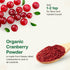 4oz Quay Naturals Organic Cranberry Juice Powder, | Made from US-Sourced Cranberries | USDA Organic, Freeze-Dried