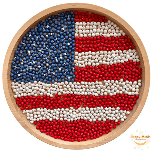 Happy Minds (4 4th Patriotic Sensory Bin Filler cups) | Red, White, and Blue Chickpeas | of July Sensory Play |