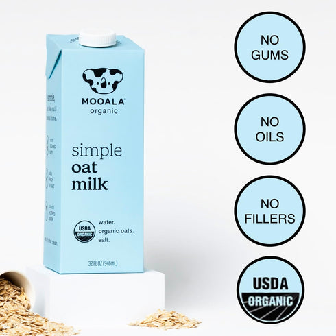 32oz 3 6 pack Mooala Organic Simple Oat Milk, - Ingredient, Shelf Stable, No Gums, No Oils, No Fillers, Non-GMO, No