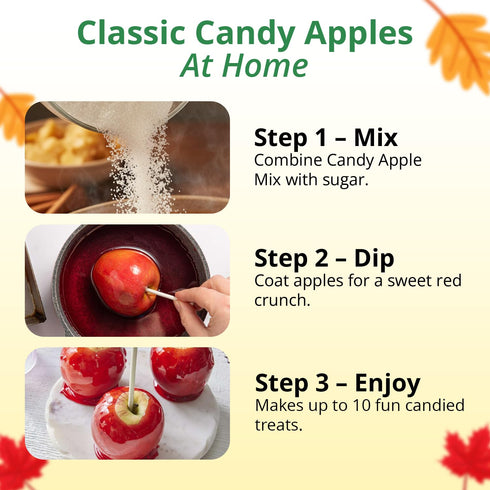 10 5 oz Concord Foods Candy Apple Kit Classic Red Apples for Family Treats, Carnivals, Fairs, and Fundraisers Includes