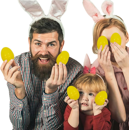 60 1 1 GCQJOQ Easter Eggs Plastic Fillable Easter Eggs Bulk for Easter Theme Party Favor, Yellow Eggs, Gold Egg, White