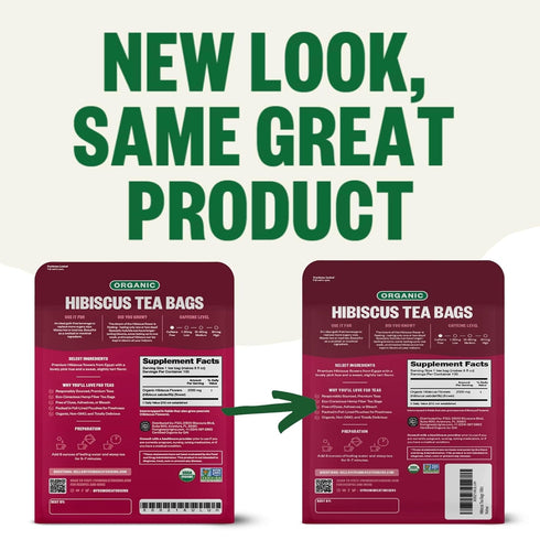 FGO Organic Hibiscus Tea - 100 Count, Eco-Conscious Tea Bags, Caffeine Free