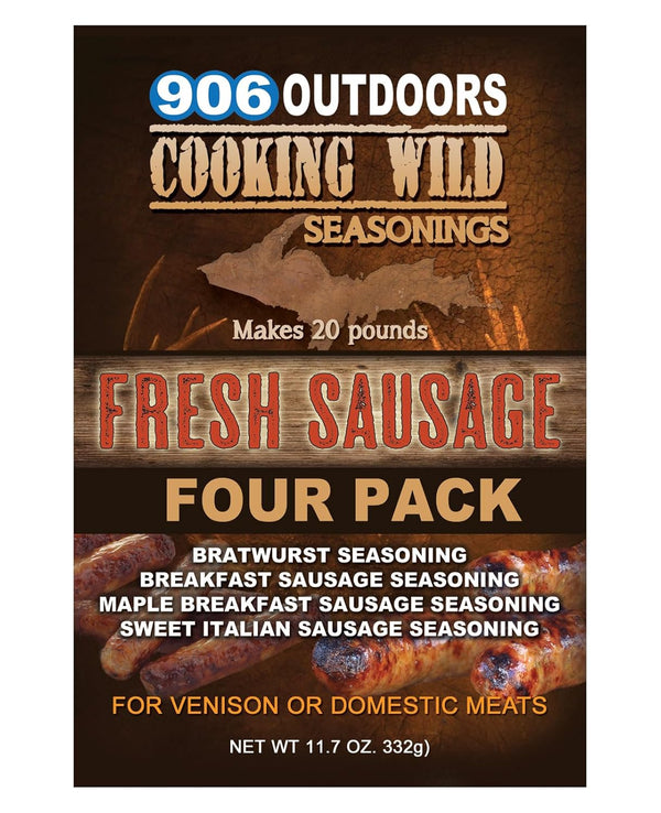 Cooking Wild Seasonings FRESH SAUSAGE Variety Four Pack, Seasons up to 20 pounds of Wild