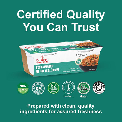 8g 1.5 Pack 6 (12 8.8 oz Eat Regal Ready to Eat Veg Fried Rice Cups, Protein per Sleeve, Minutes Microwave Rice Cups