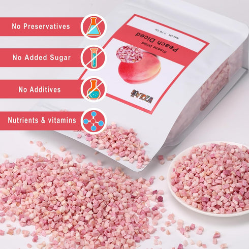 WZQLAOYS 220g/7.76oz 100% Freeze Dried Diced Peaches Natural, No Additives.for Baking,Tea,Smoothie, Yogurt,Cake