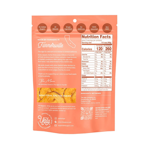 3 oz, Pack 3 Hello! Im Ugly Dried and Sliced Nectarines No Sugar Added, Naturally Sweet Dried Fruit Snacks, Healthy