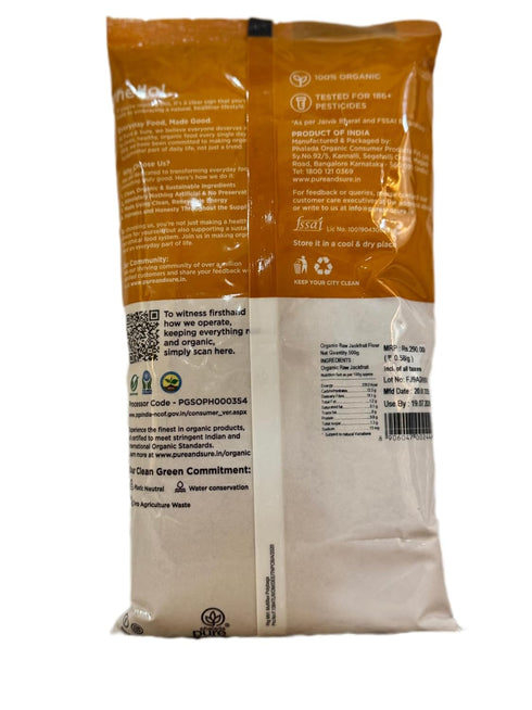 Hushveda Herbalizing the Future (500Gm 17.64 oz) Pure Organik Raw Jackfruit Flour Aaata /