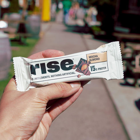 15g 4g 5 Rise Whey Protein Bars - Mocha Almond | Breakfast Bar & Protein Snack Protein Fiber Just Whole Food