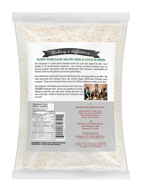 10 LB (10 Organic Sona Masoori Rice Premium Quality - India Origin, Short Grain Rice, All Natural & Non-GMO - by Jiva