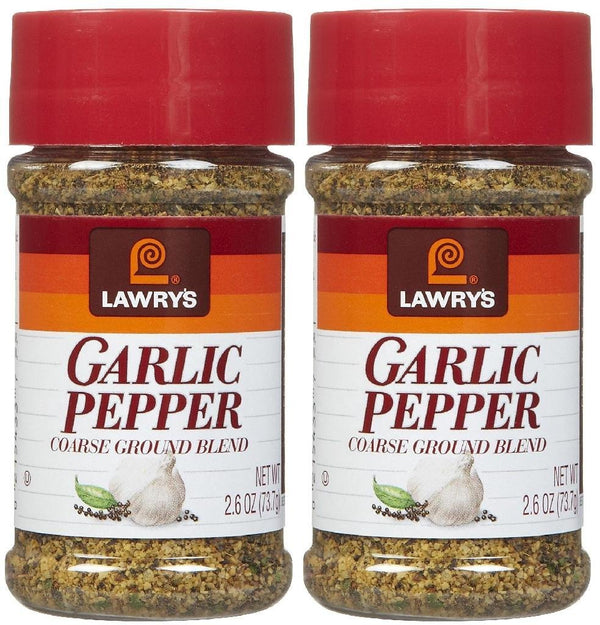 Lawry's Garlic Pepper Coarse Ground Blend, 2.6 oz Shakers, 2 pk