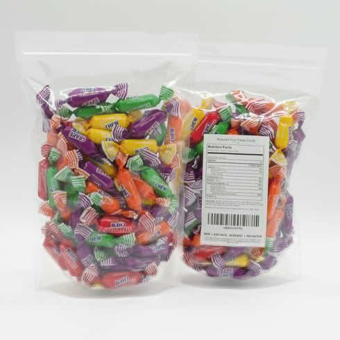 3 lb 5 Fruit Chews Candy Bulk - Individually Wrapped, Retro Candy in Resealable Bag, Assorted Flavors, Soft & Delicious
