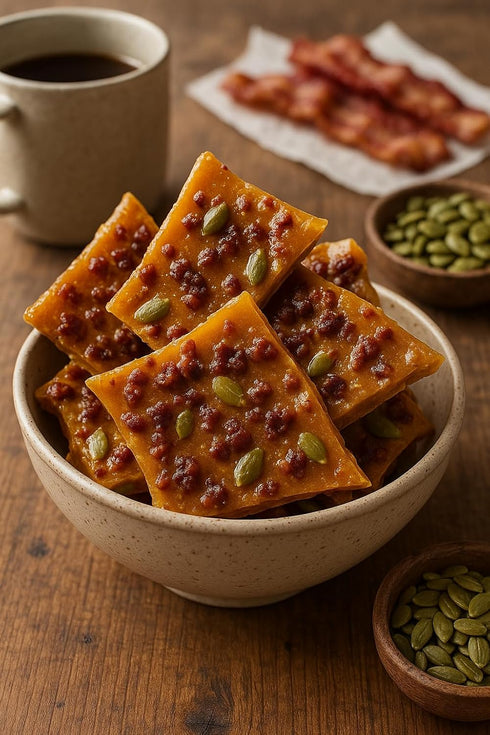 The Brittle Box Candy Co. 1 lb Bacon Pepitas Brittle Made to Order Hickory Smoked Bacon & Pumpkin Seeds Gourmet