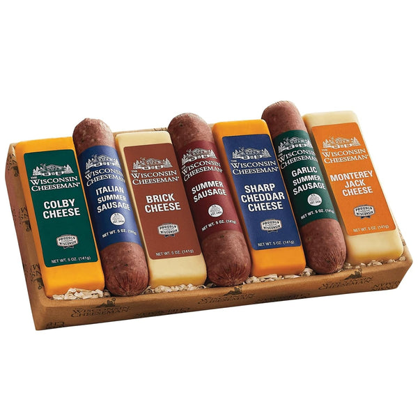The Wisconsin Cheeseman Meat and Cheese Combo - Featuring Italian, Original and