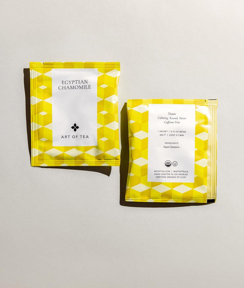 Art of Tea Organic Egyptian Chamomile Tea Bags, Caffeine Free Herbal Tea, 50 Eco-Friendly Pyramid Sachets