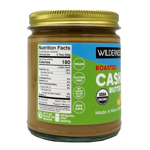 (8 Wilderness Poets, Organic Roasted Cashew Butter - Ounce Glass Jar) - Ultra Creamy, One Ingredient - No Added Sugar