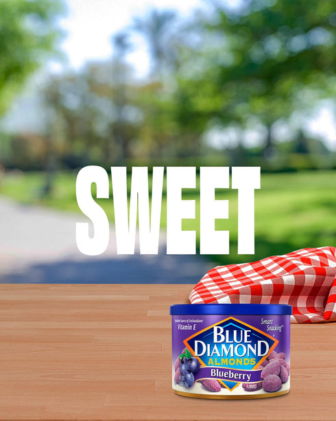 6oz (Pack 4) Blue Diamond Almonds, Classic Blueberry Flavored Sweet Snack Nuts, Non-GMO,Kosher, and No Gluten
