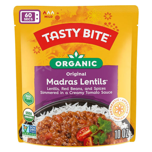 10oz (Pack 8) Tasty Bite Indian Madras Lentils, Pouches