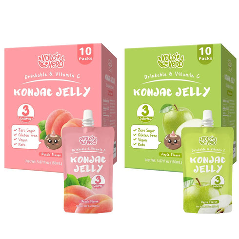 VOLO VERO Konjac Jelly Squeeze Pouch Healthy Snacks, 20 Packs, Low Calories