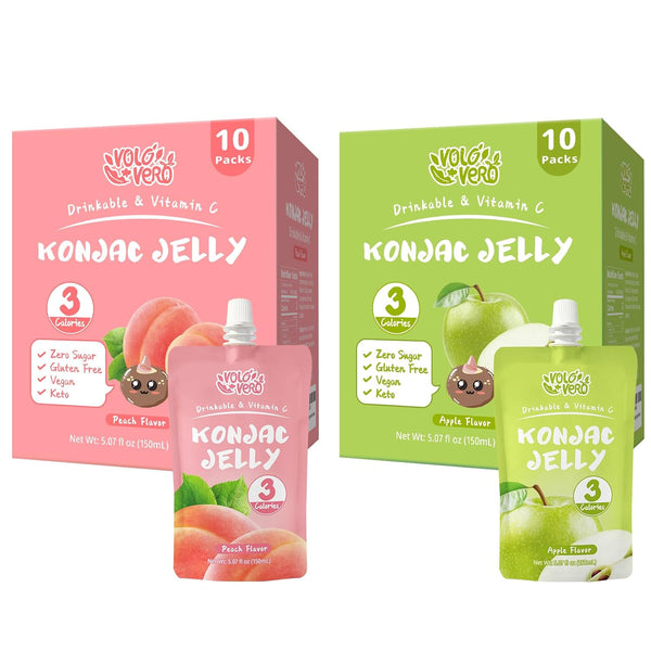 VOLO VERO Konjac Jelly Squeeze Pouch Healthy Snacks, 20 Packs, Low Calories