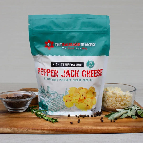 1/4 inch 400 Summer 2 (2 1lb) The Sausage Maker High Temp Pepper Jack Cheese for Sausage Making, Diced Cube