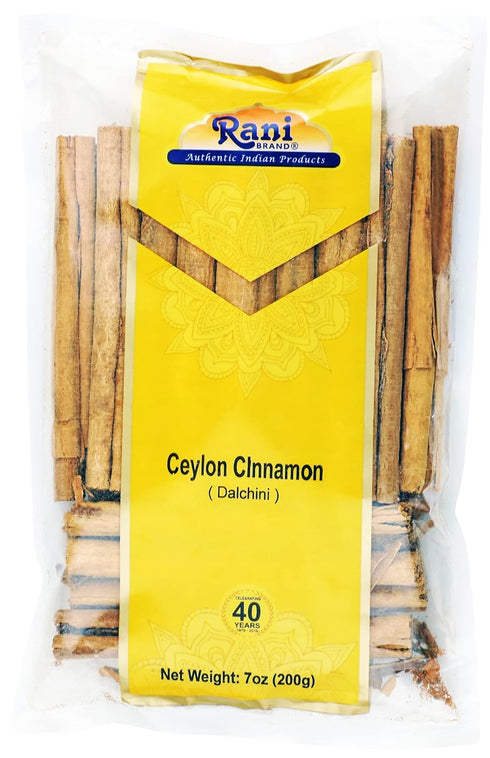 Rani True Ceylon Cinnamon Sticks, 7oz (200g), 20-24 Sticks, 5 Inches, All Natural, Vegan, Gluten Friendly, Kosher