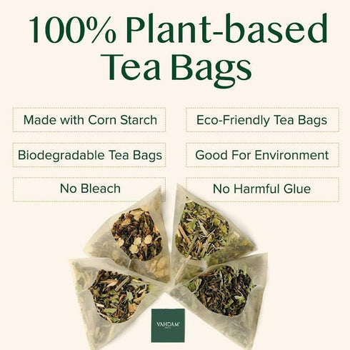 (100 100% VAHDAM Organic Turmeric Ginger Herbal Tea Bags Pyramid Tea Bags) Caffeine Free, Non GMO | Pure Herbal Blend