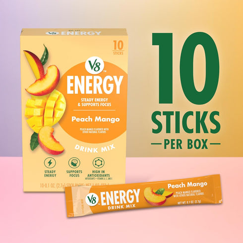 V8 .10 oz Packet (120 Count) Energy Peach Mango Energy Drink Powder