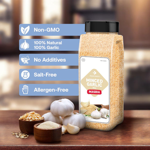 18 Oz 100% Dependable Foods Minced Garlic Jug - Kosher, Non-GMO, Dried Garlic Granules - Perfect Seasoning for Sauces