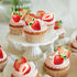 45PCS Edible Strawberry Cupcake Toppers Wafer Paper Starwberry Cake Decoration Sweet Berry Strawberry Happy Birthday